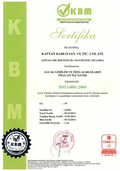 ISO 14001-2004 QUALITY CERTIFICATE